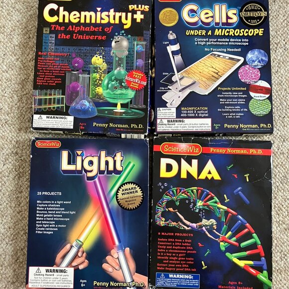 4 ScienceWiz boxes Chemistry Light DNA Cells Biology Home Science Experiment - Picture 1 of 10